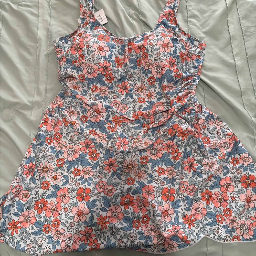 Blue and Pink Asymmetrical Tiered Sundress - Picture 2 of 6